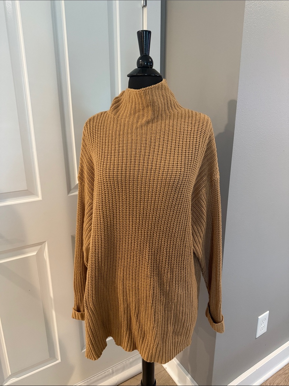 American Eagle Outfitters Camel Waffle Turtleneck Sweater